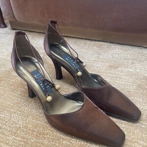 Stuart Weitzman Brown Asymmetrical Strap Heels